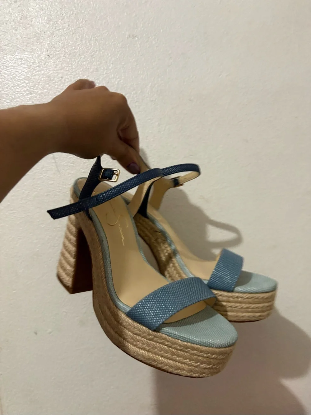 Jessica Simpson Blue Platform Espadrille Sandals with Ankle Strap